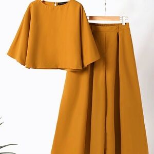 Zanzea Mustard Maxi Skirt and Top Set